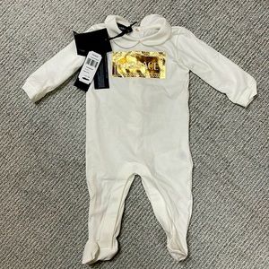 NEVER WORN Versace Onesie with gold logo